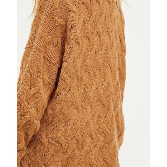 NWT FREE PEOPLE Sz S JUNE CABLE V NECK SWEATER LONGLINE SLOUCHY KNIT TUNIC - Picture 3 of 5